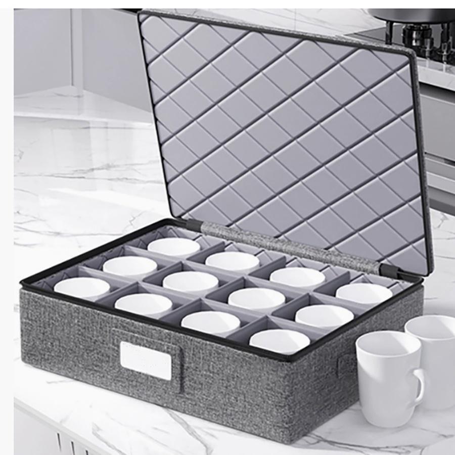 China Storage Containers Hard Shell Case for Organizing Stackable Moving Storage Box Plate Dividers for Dishes Glasses Mugs