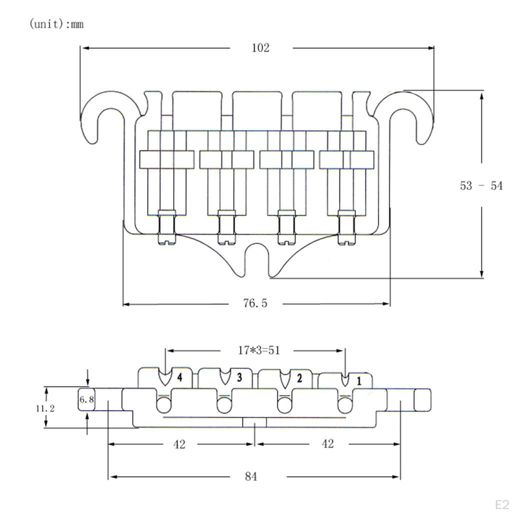 A Set of Integrated Sheep Horn Bridge Tailpiece Replacement with 3 Screws Bass 4 String