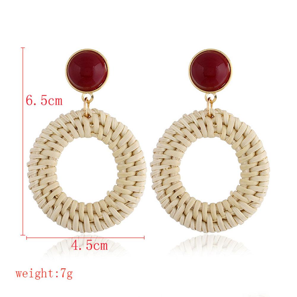 Women Fashion Boho Style Rattan Braid Earrings