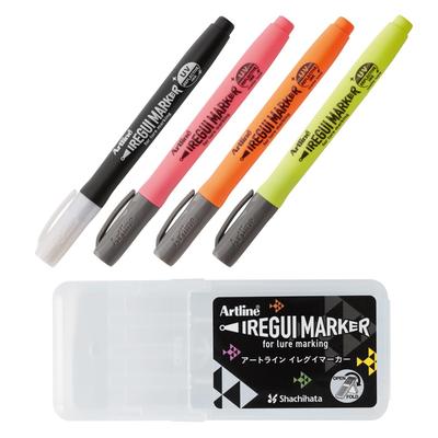 Shachihata Artline Irregular Marker Keimura 4 Markers with 1 Brush, Matte, Case, Piece, KLF-F/KMM-4S1