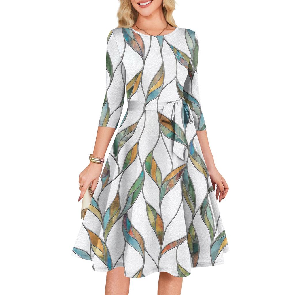 Dámské koktejlové šaty 3/4 rukáv Vintage šaty pro svatebního hosta