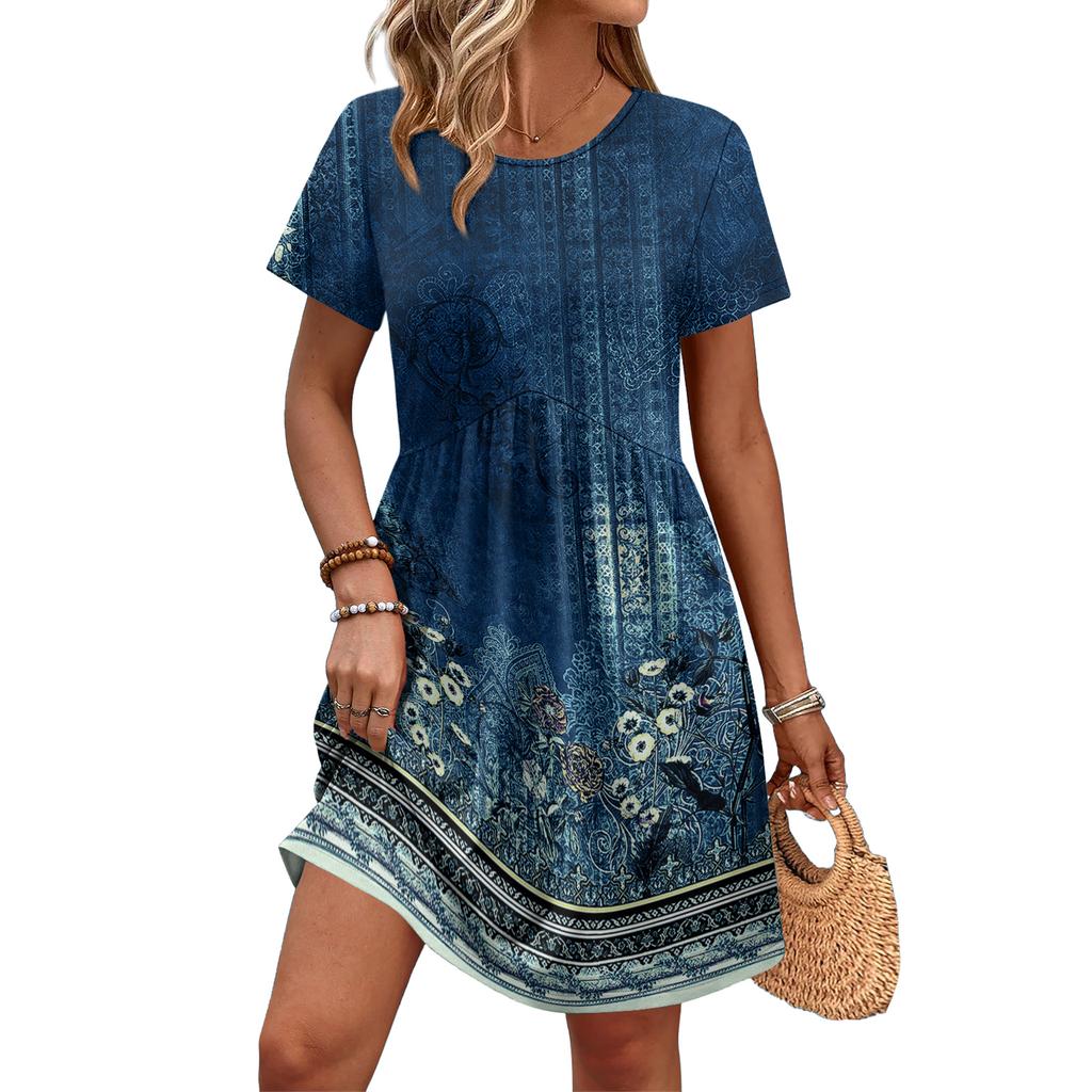 Dresses For Women Short Sleeve O Neck Casual Dresses Waist Maternity Dress With Pockets