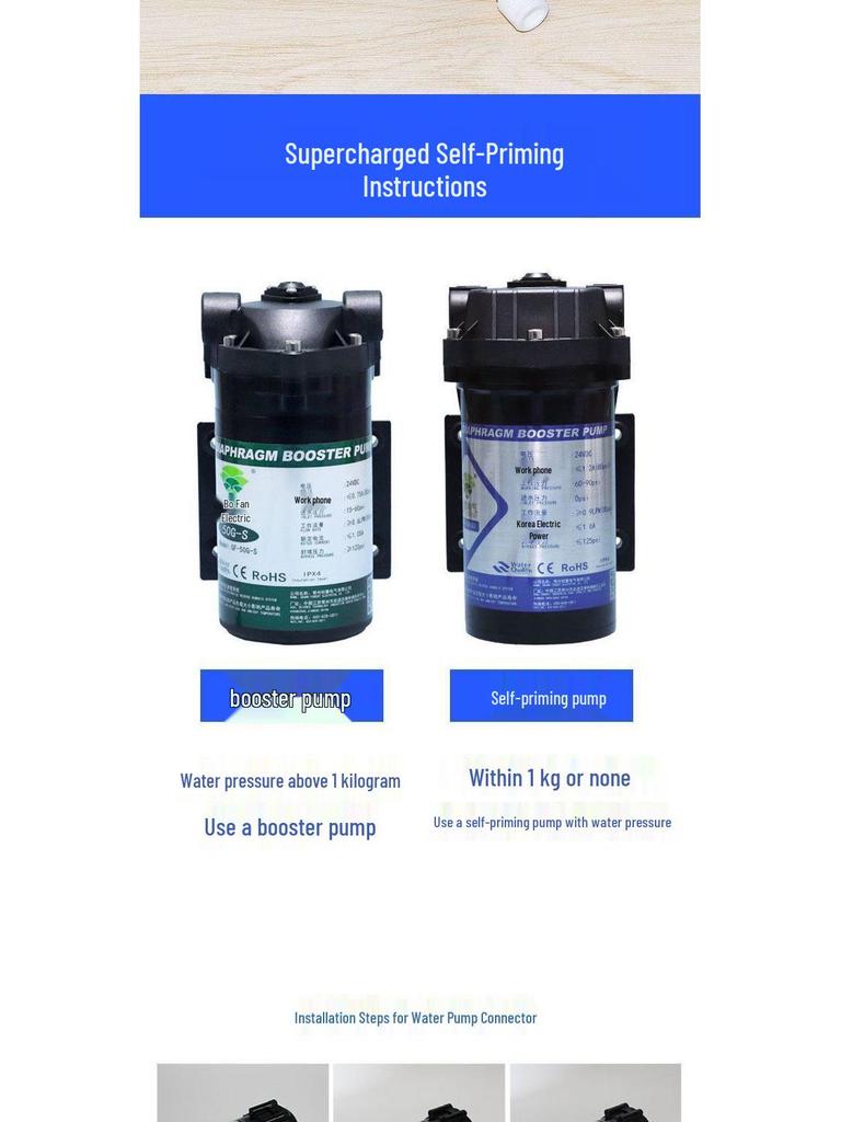 Bo Fan Electric Booster 75G Self-Priming Pump for 50G Water Purifier & 400G Direct Drinking Machine with 300G Household Motor