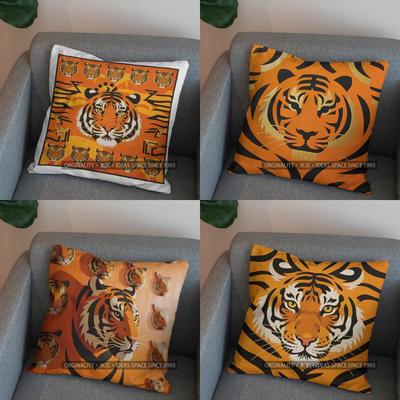 2D Tiger Muster Kissen für stilvolles Zuhause Muster Kissenbezug Geeignet für Sofa Schlafzimmer Auto Kissenbezug