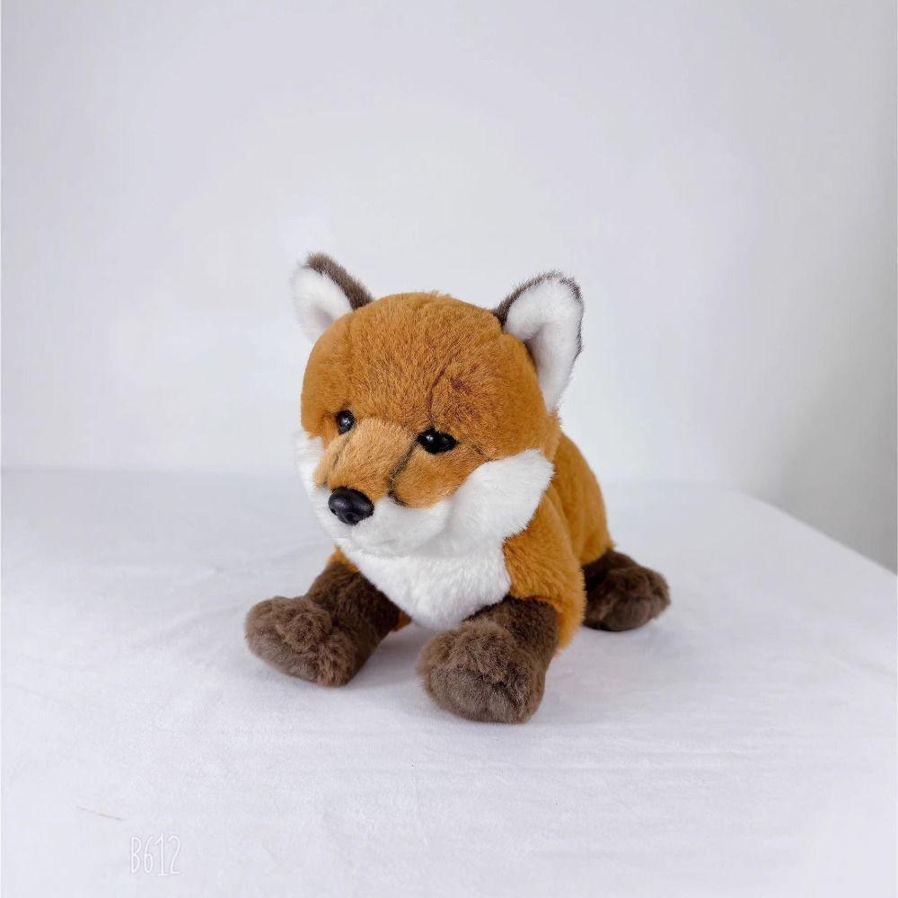 Fluffy Texture Lying Plush Toy Realistic Design Red Plush Toy Cute Simulation Plushie Home Decor