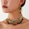 Bohemian Ethnic Tassel Jewelry Set: Full Diamond Alloy Necklace & Earrings