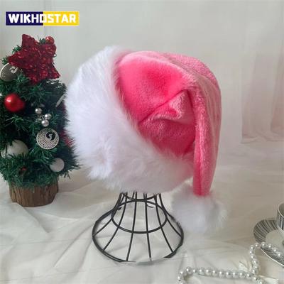 Căciulă Crăciun Moș Crăciun Xmas Roz Pluș Lung Sărbători Roșu Negru Pălărie Pentru Adulți Și Copii Unisex Anul Nou Rechizite Festive de Petrecere