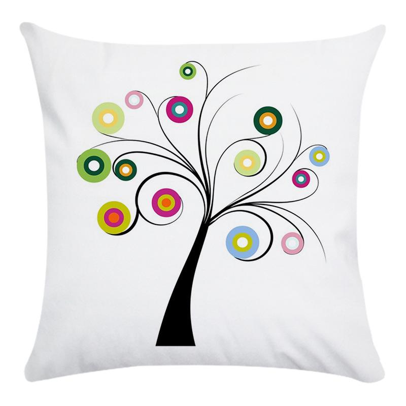 Creative Life Tree Pattern Digital Printing Short Plush Pillow Covers For Car Sofa Office Cushion Cover Home Goods