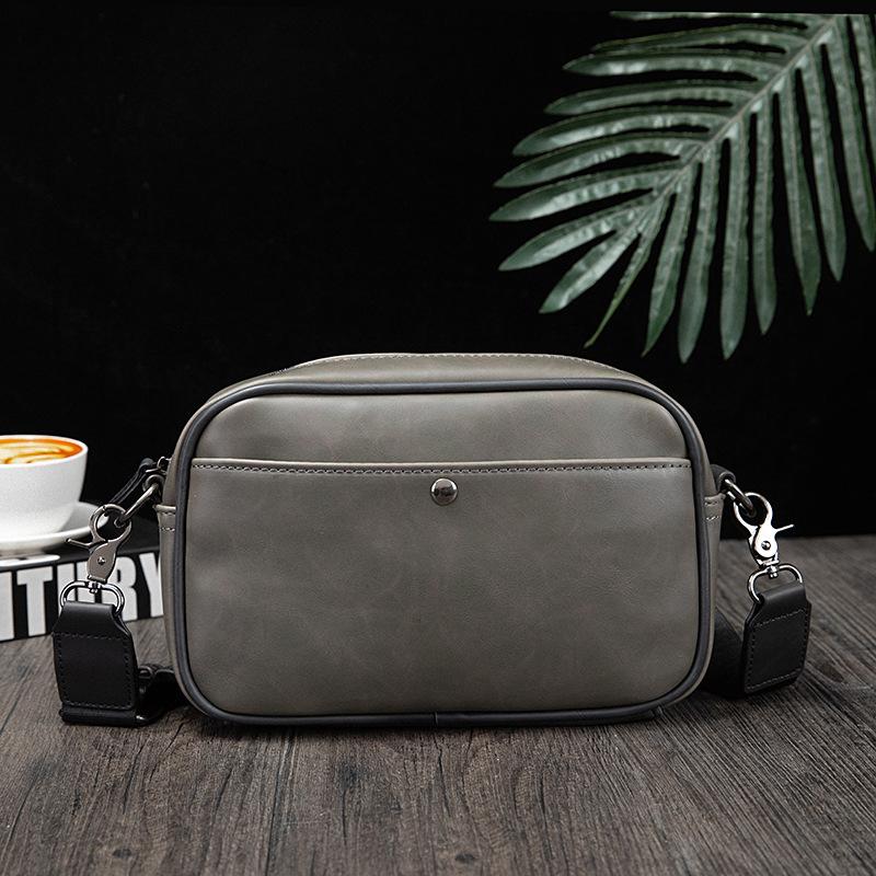 Fashion Men's Crossbody Bag Retro Solid Color Small Backpack Casual Shoulder Mobile Phone Bag Men
