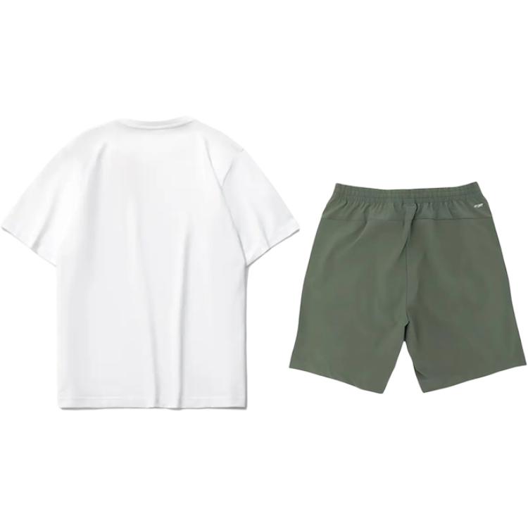 Li Ning Logo Cartoon Print Trendy Comfortable Versatile Crew Neck Pullover Short Sleeve T-Shirt Casual Sports Set Unisex Tops AHSUA21-1+YKSV147-1