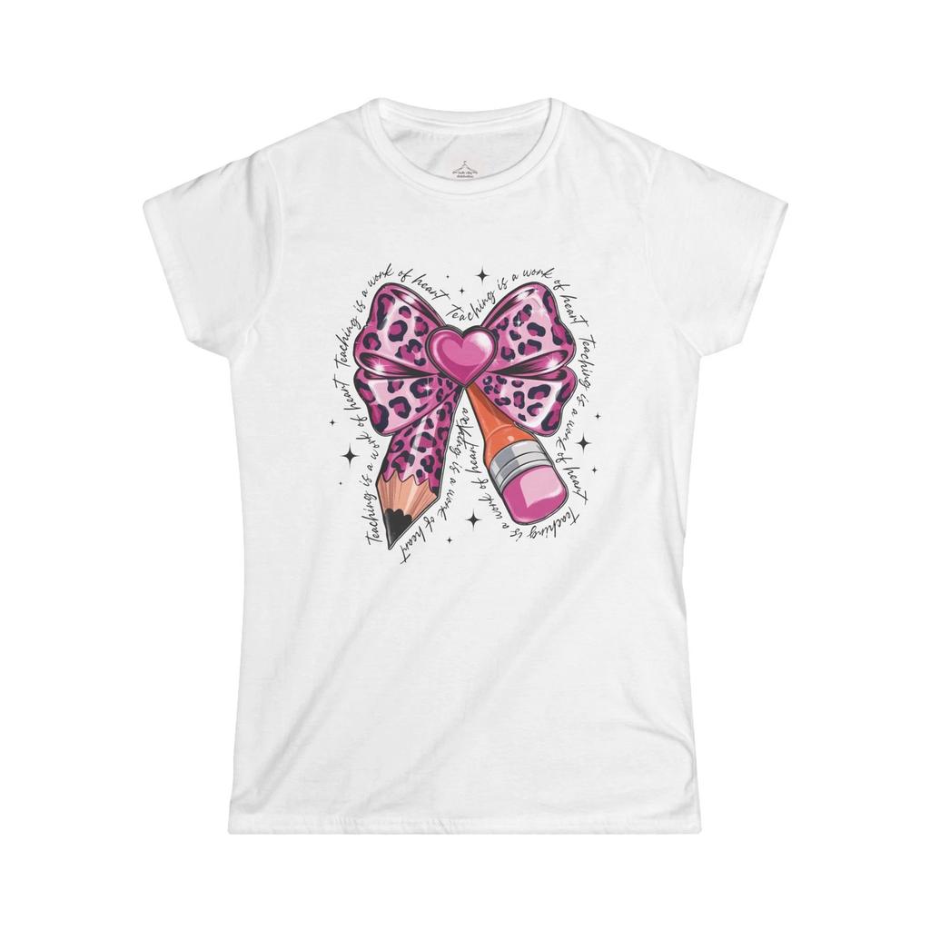 Leopard Bow Graphic Tee, Cute Women's Shirt, Gift for Her, Casual Wear,