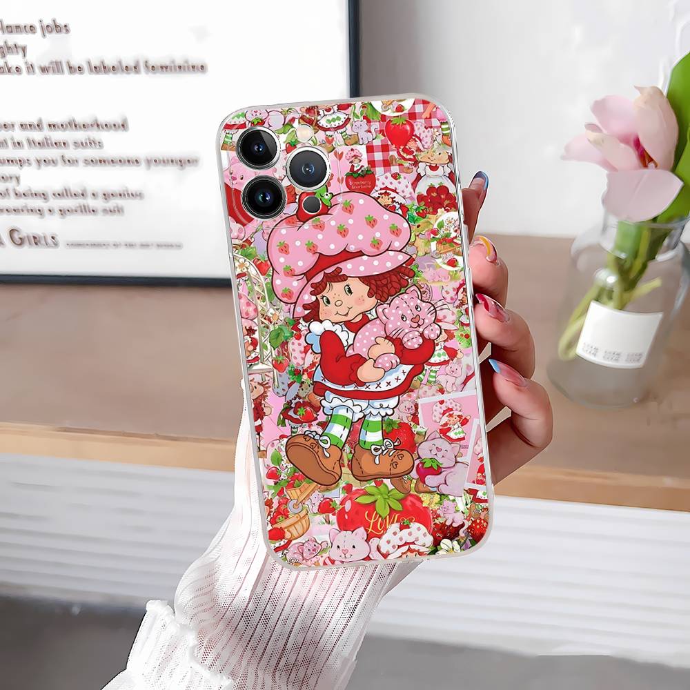 

Girl Pink Strawberry S-Shortcake For IPhone 17 16 15 14 13 12 11 Pro Max Plus Transparent Soft TPU Phone Cover iPhone 17 Air