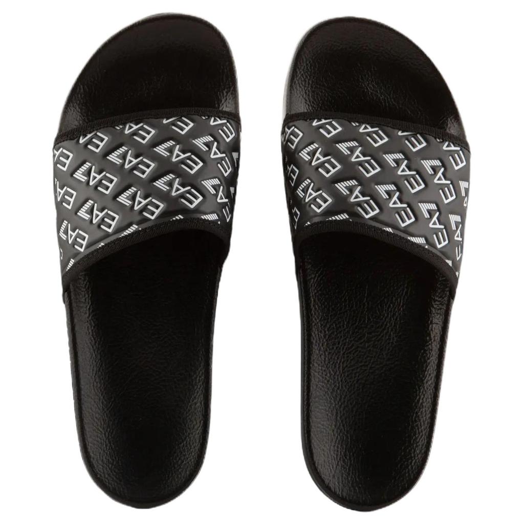 Emporio Armani EA7 Slip-On Flat Sandals With Logo Unisex Sandals Black 7X000109AF15125MC138