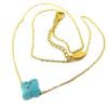 Les Trésors De Lily [P8097] - Gold Turquoise 'Boho' Steel Necklace - 12x12 Mm