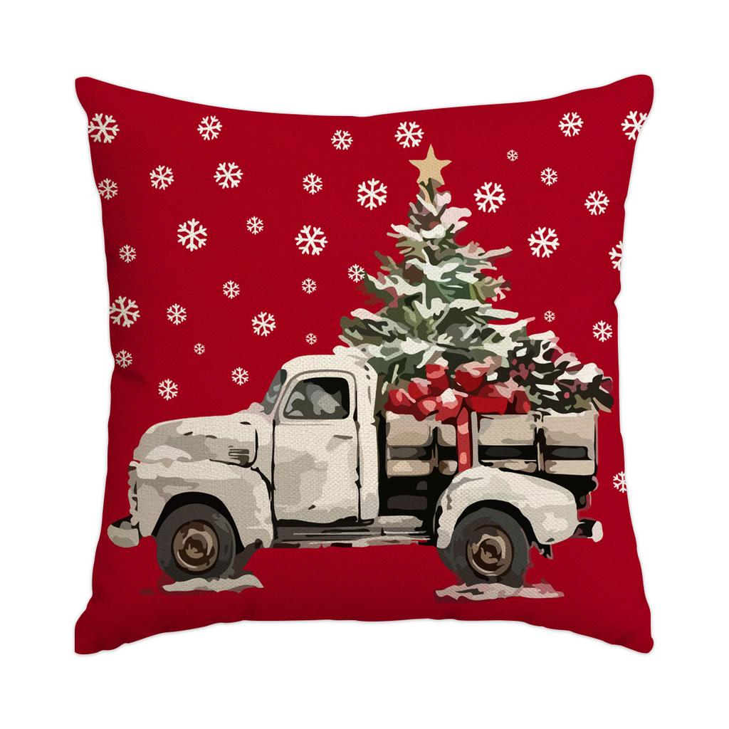 1 \ 4pcs Christmas Pillow Cover Snowman, Elderly, Printed Pattern Cushion Cover, Suitable for Room Living Room, (No Pillow Core)