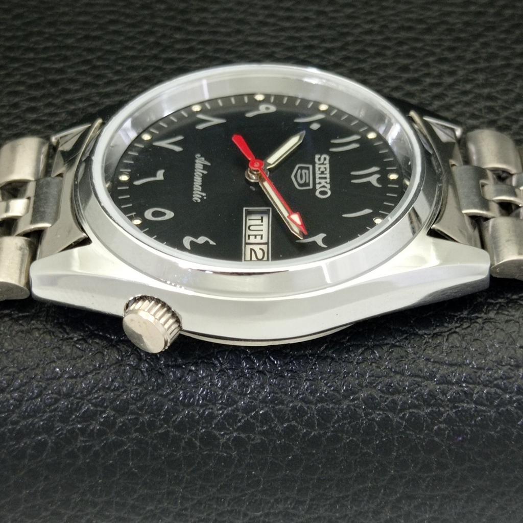REFURBISHED JAPAN SEIKO 5 AUTOMATIC 6309A MENS ARABIC BLACK DIAL WATCH A427363-2 QRL-a427363