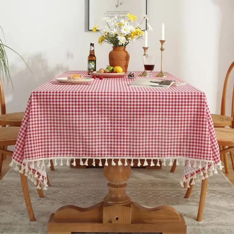 Green Plaid Tablecloth Christmas Checkered Washable Rectangular Table Covers for Farmhouse Christmas Party Dinner Holiday Decors