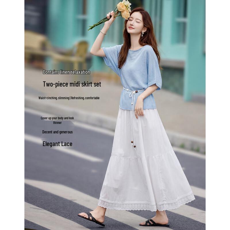 Women s Linen Lyocell Two-Piece Skirt Set S