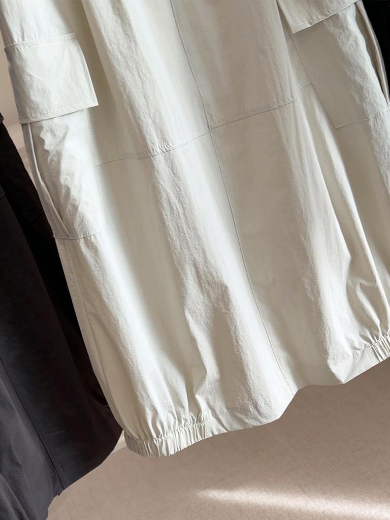 Spring 2026 Women's Stylish A-line Casual Skirt with Bud Shape, Drawstring Pockets, Mid-Length, New Arrival