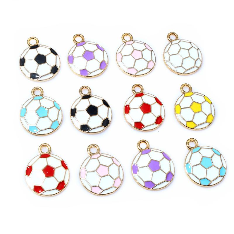 20pcs 16.5x13mm Enamel Football Soccer Small Charms Pendant Zinc Alloy Metal DIY Jewelry Making Accessories Findings