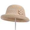 Elegant Temperament Women'S Top Hat Women'S Woven Flower Mother Bucket Hat Summer Outdoor Vacation Sunshade Basin Hat