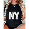 Γυναικείο oversized t-shirt με στάμπα New York Stamp με το άγαλμα της ελευθερίας