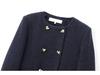 2024 Winter Women's European & American Style Double-Breasted Jacket with Cape Skirt - Little Fragrance, Round Neck
