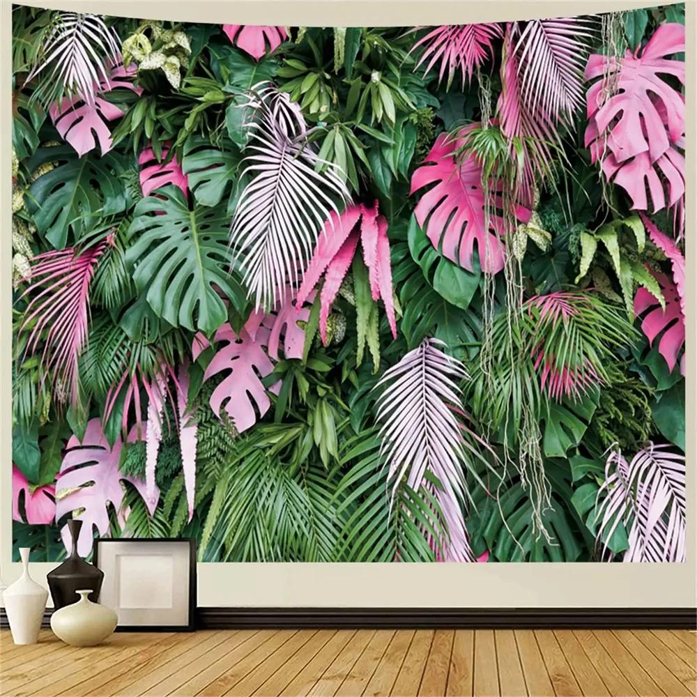 Tropical Palm Leaf Tapestry Botanical Leaves Wall Hanging Blanket for Living Room Bedroom Dorm Home Decor Nature Theme Tapestry