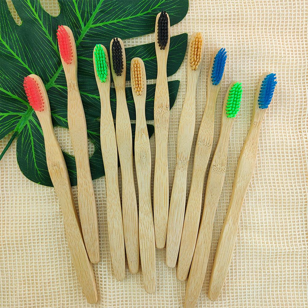 10 Pcs for a Pack Biodegradable Wooden Toothbrush Custom Logo Eco Friendly Travel Bamboo Toothbrush For Kids Adult