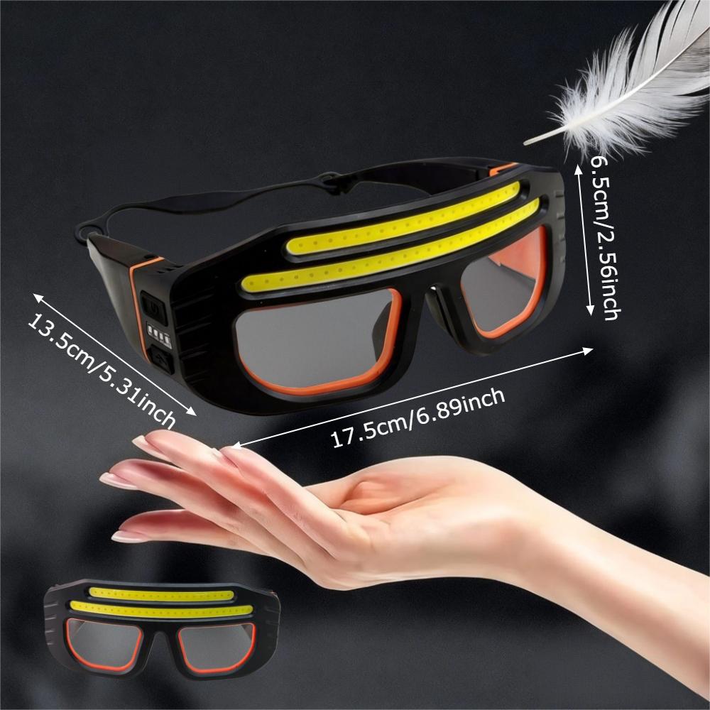 1 Pack COB Rechargeable Headlight Glasses with 3 Modes USB C Hands Free Light Up headlamp for Camping Fishing Cycling Hiking
