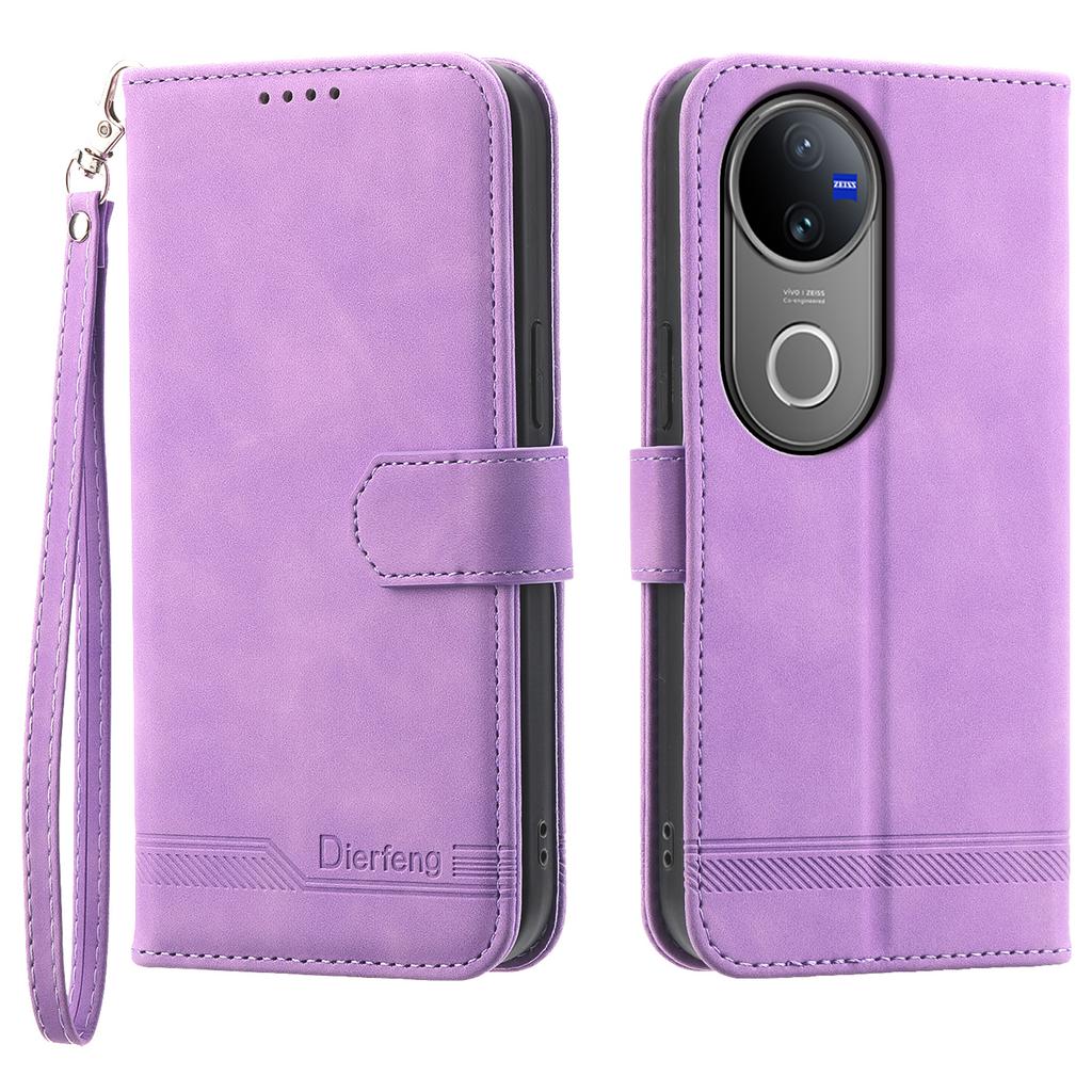 DIERFENG DF-03 For Vivo V50 5G Leather Case Lines Imprint Wallet Phone Cover