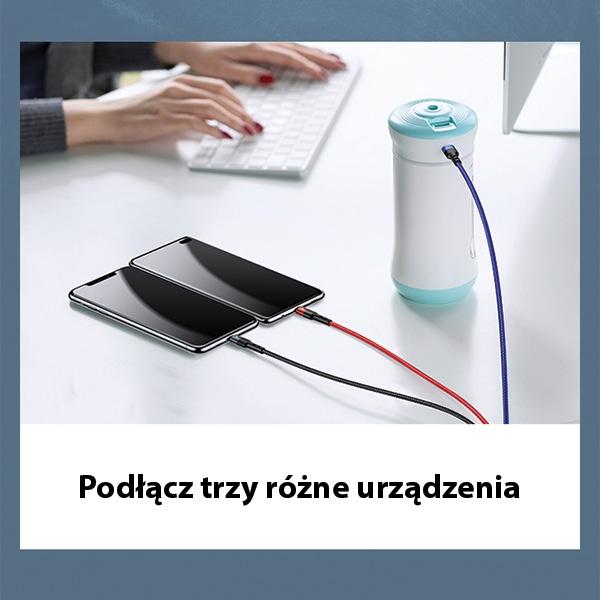 Kabel 3w1 USAMS 0.35m Szybkie ładowanie Pleciony 2A