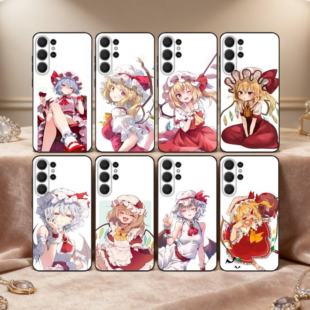 Cute TouHou Project Flandre Phone Case For Samsung S26,S25,S24,S21,S22,S23,S30,Ultra,S20,FE,Lite,10,9,Black Cover