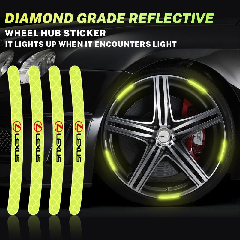 Diamond Grade Reflective Wheel Hub Sticker Decals Decoration For Lexus F SPORT LBX NX RX 350h 450h ES UX 300e GS GX IS LS LX CT