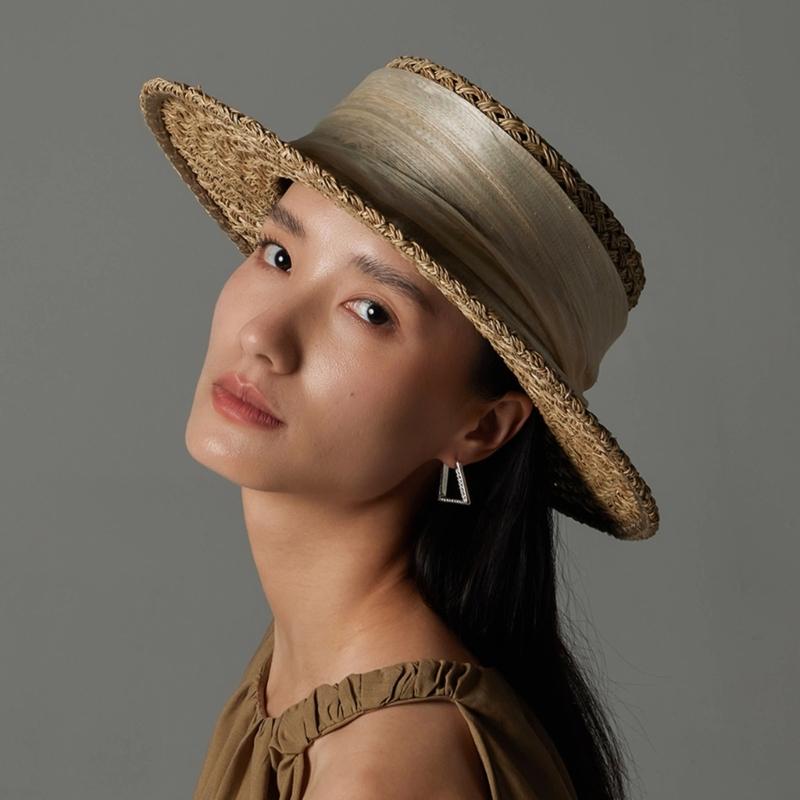 Adjustable Paper Straw Sun Hat For Women Ribbon Accents Breathable Lightweight Design Summer Travel Gardening