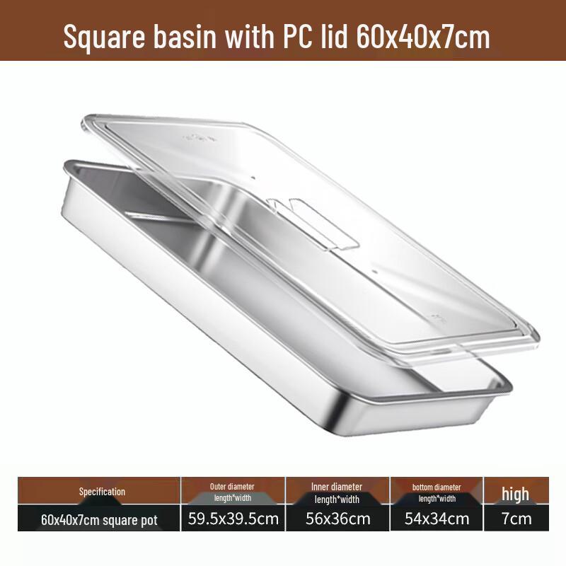 Leinuo Rectangular Stainless Steel Food Pan with PC Lid
