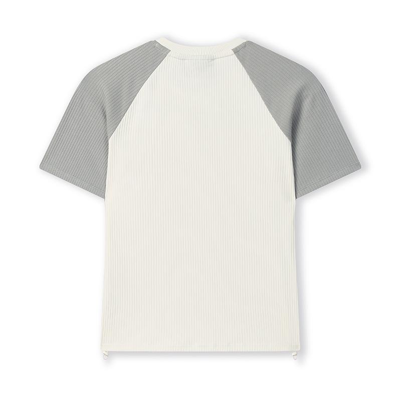 Fila Original Casual Versatile Logo Stripe Raglan Short Sleeve T-Shirt Women Tops Pudding F11W539105FIV
