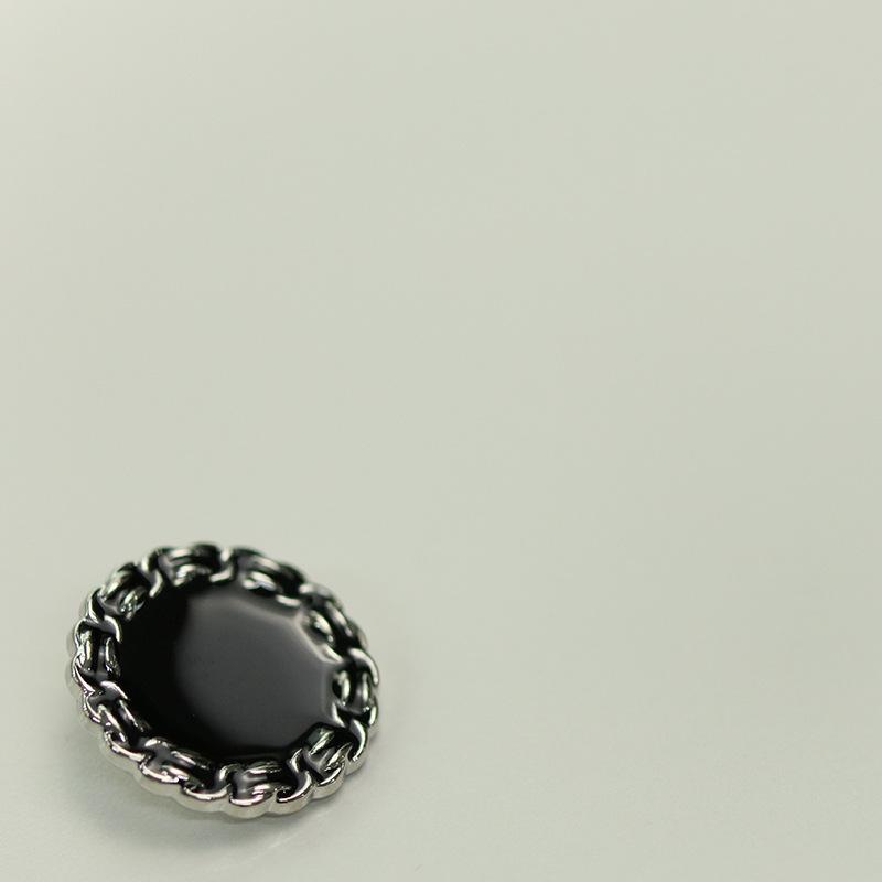 

Elegant Wind Metal Chain Edge Metal Button Shirt Jacket Sweater Cardigan Button Coarse Wool Women S Decorative Button 3 #[Chain Silver Penh Black Oil] * 20L = 12.5 MM