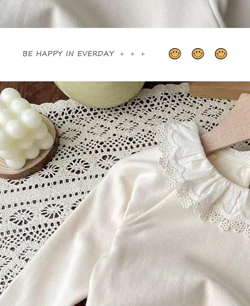 Korean Style Floral Ruffle Collar Long Sleeve Toddler Girls' T-Shirt