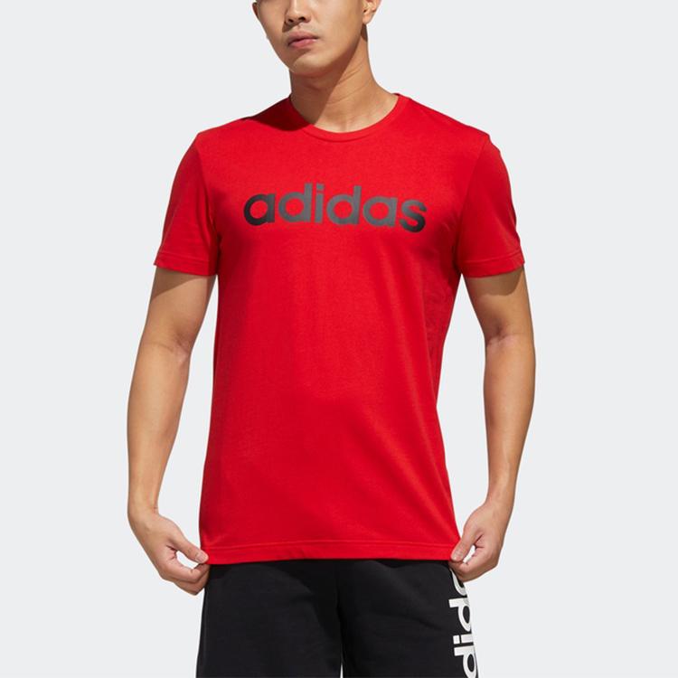 Adidas Neo Sports Print Logo Crew Neck T-Shirt Men Tops Red FP7388