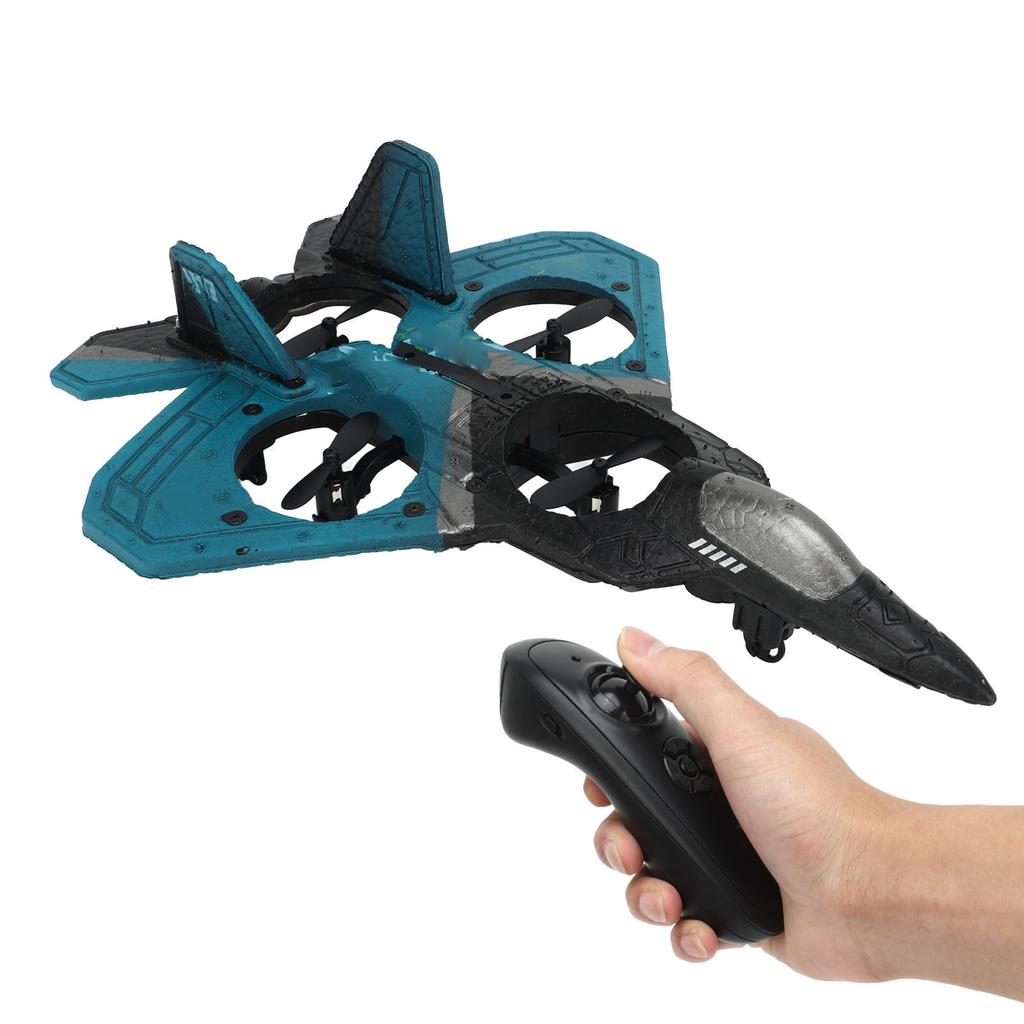 2.4 GHz Kids RC Glider Model LED Light Stable Flight Remote Control Plane Toy with Propeller Blue 3 Batteries