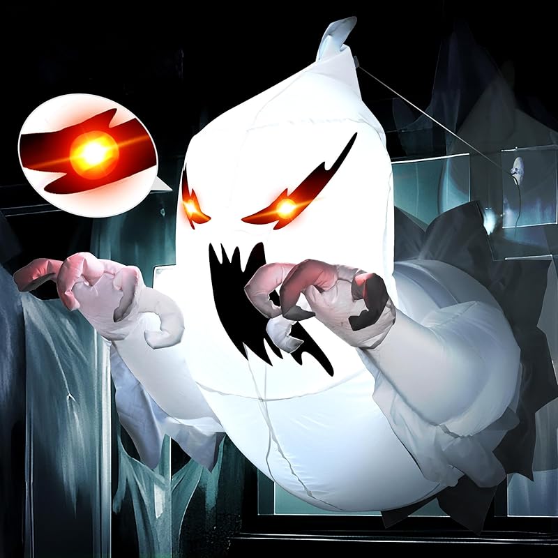 

GIGALUMI Halloween Inflatable Outdoor Decoration,Halloween Window Decorations Ghost Decor 3 FT, Build-in LED Halloween Yard Decor, Nightmare Before Ghost