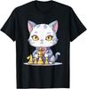 Kawaii Cute Cat Playing Chess Board Game Funny Cat Chess T-Shirt for Men