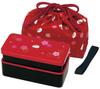 Skater Shokado Lunch Box with Drawstring Fukuusagi KLS5 Two-Tier Pouch, 640ml, (Fuku Usagi) Design, Vermilion,