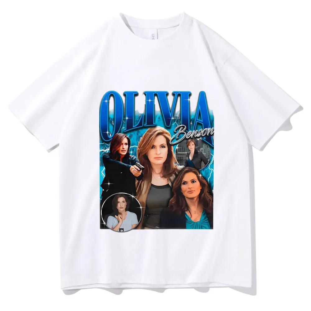 Fashion Retro Olivia Benson T-shirt Women's Super Street Headwear Women's Casual T-shirt Off Shoulder Retro Short Sleeve T-shirt