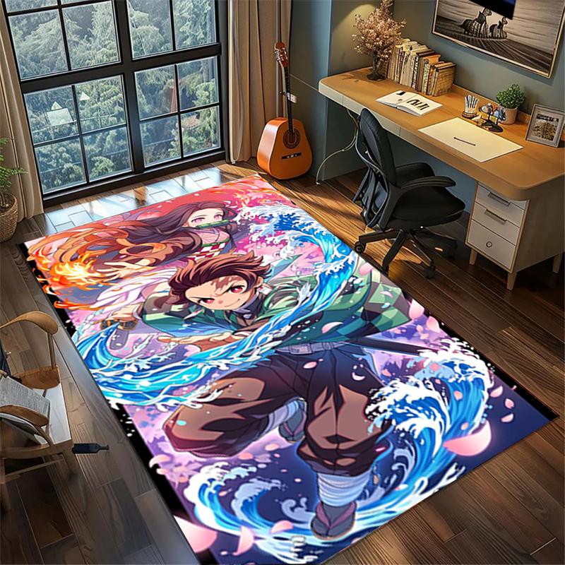 Demon Slayer" Large Area Rug Non Slip Washable Floor Mat Gamer Room Bedroom Home Decor—kwq20