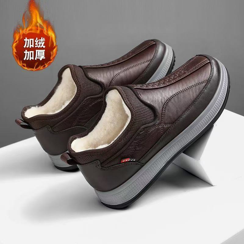 Winter new cloth shoes men's velvet thickened wool dad shoes waterproof and non-slip snow boots men
