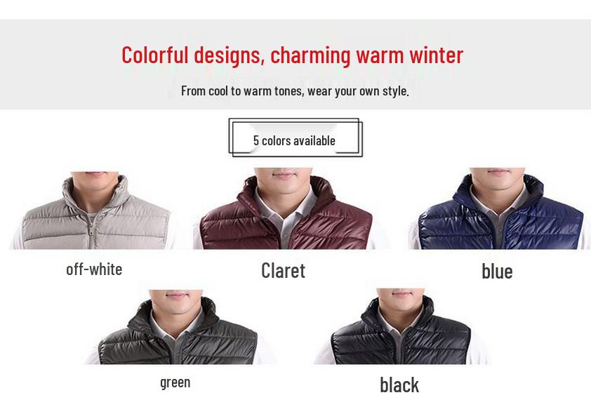 Men's Plus Size Lightweight Down Vest - Warm, Trendy Sleeveless Outerwear for Autumn & Winter