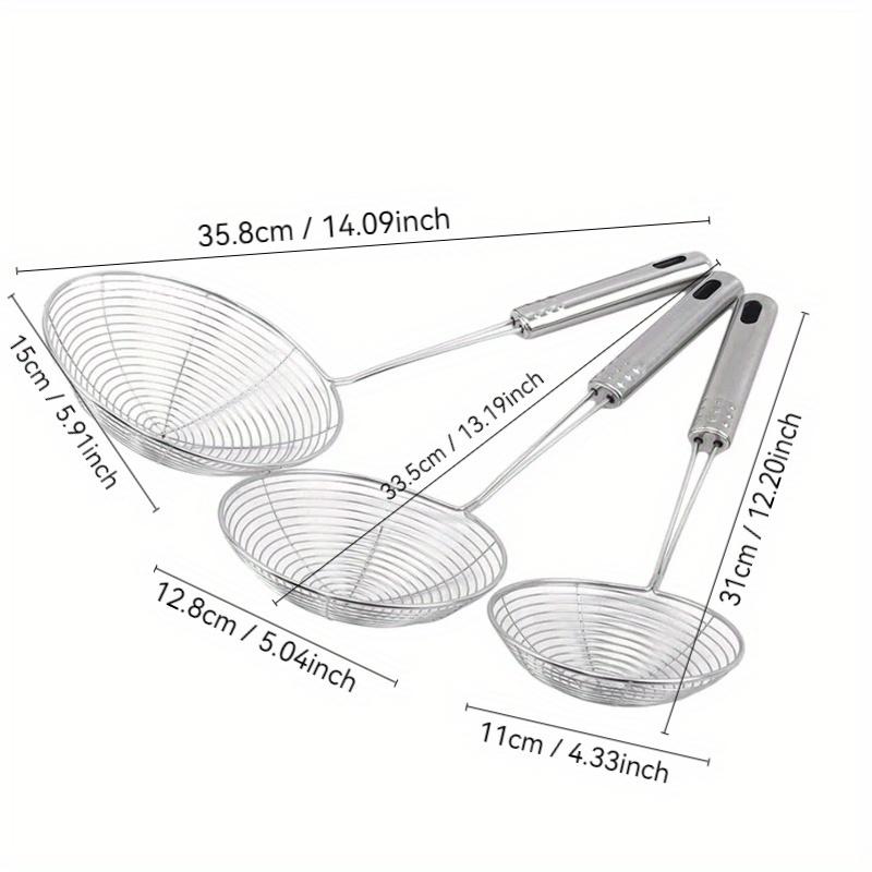 3 Stück Ovaler Schaumlöffel Edelstahl Filter Sieb Ölkanne Lebensmittelfilter Kochgeschirr Sieb Frittierfilter Küchensieb Back-Kochwerkzeug