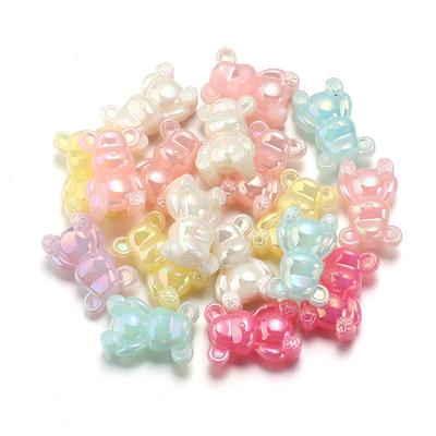 10pcs/Lot Colorful Cute Cartoon Bear Shape AB Color Acrylic Beads for Jewelry Making Loose Beads DIY Bracelet Necklace